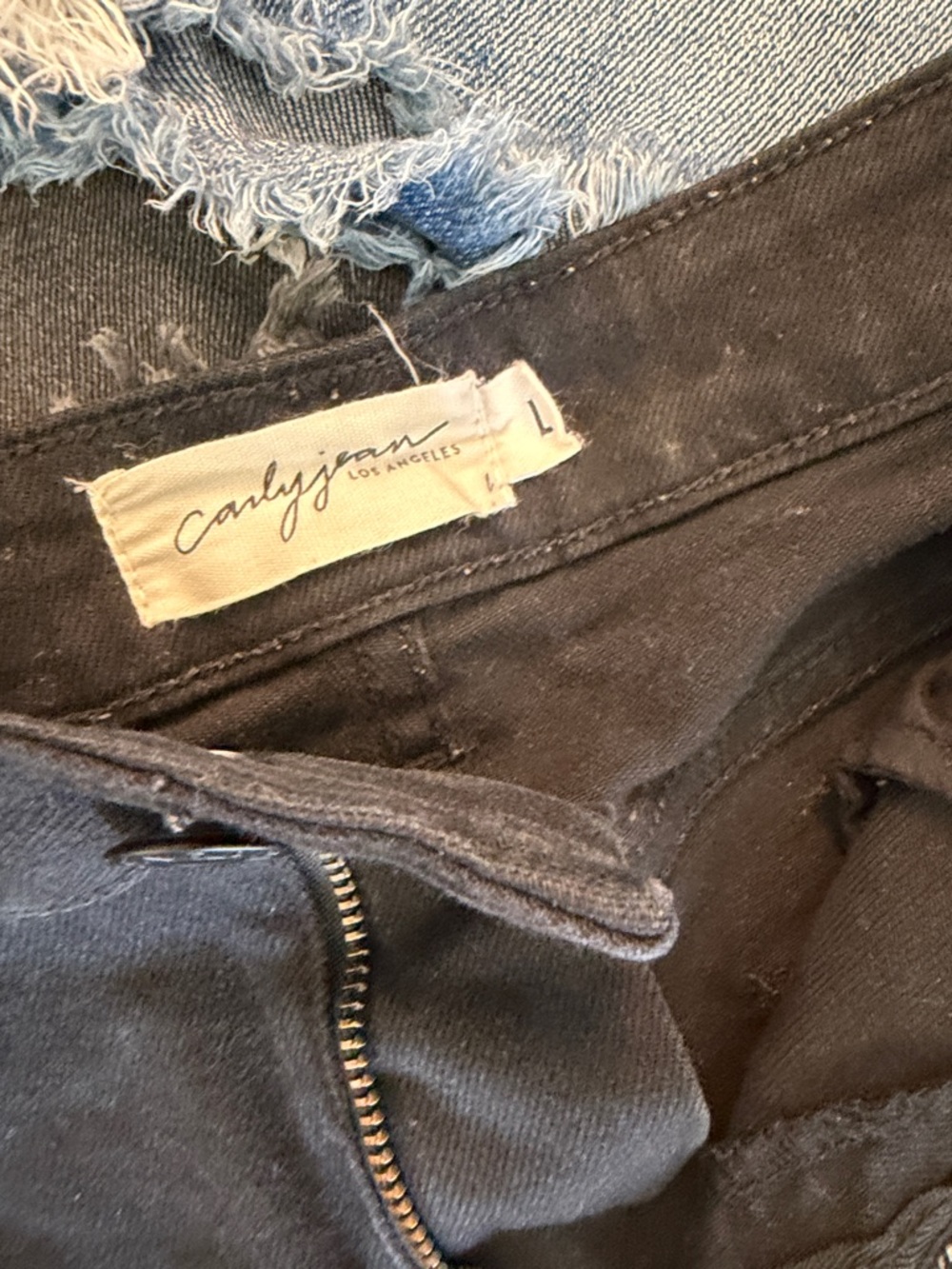 Carly Jean Los Angeles Women’s Distressed Denim Shorts - Black, Charcoal & Blue - Picture 3 of 7
